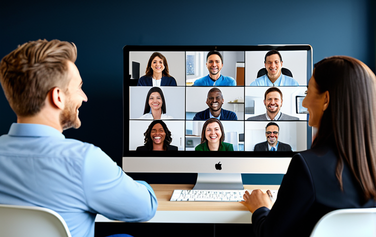리모트 근무 환경에서의 직원 교육 및 개발 전략 - Virtual Onboarding**
"A diverse group of professionals participates in a virtual onboarding session...