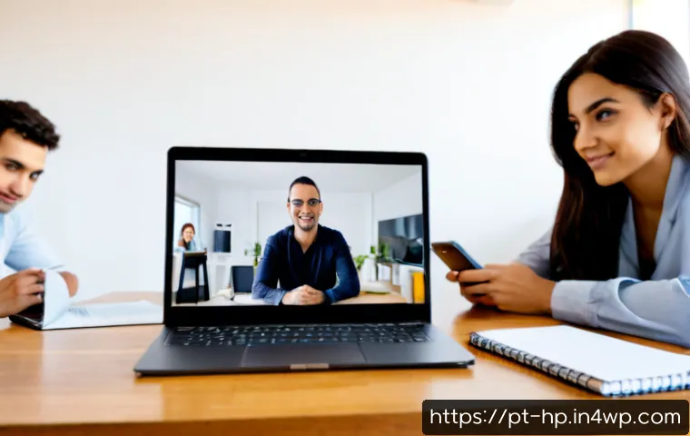 Home 17 리모트 근무 환경에서의 팀 소통 전략 - Photorealistic remote team communication scene in a bright Lisbon apartment workspace, Portuguese pr...